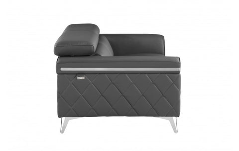 Caviani Top Grain Leather Loveseat Model:  1140-DK-GREY-L