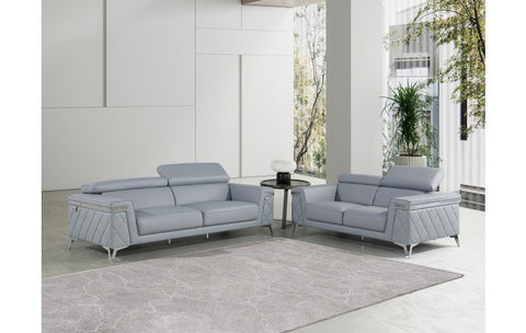 1140 DivanItalia Light Blue Sofa Set – Top Grain Italian LeatherModel:  1140-LT-BLUE-2PC