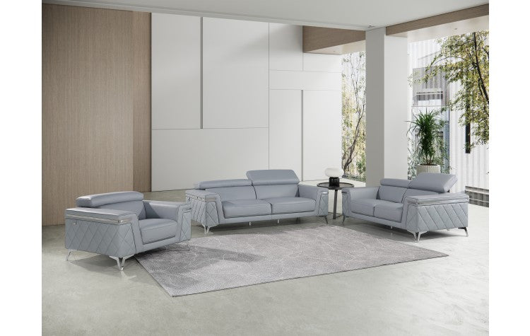 1140 DivanItalia Light Blue Sofa and Loveseat Set – Top Grain Italian LeatherModel:  1140-LT-BLUE