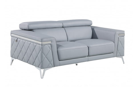 Caviani Top Grain Leather Loveseat Model:  1140-LT-BLUE-L