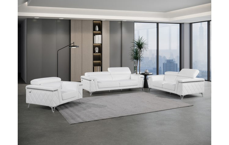 1140 DivanItalia White Sofa and Loveseat Set – Top Grain Italian LeatherModel:  1140-WHITE