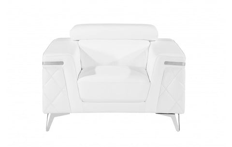 1140 DivanItalia White Chair – Top Grain Italian LeatherModel:  1140-WHITE-CH