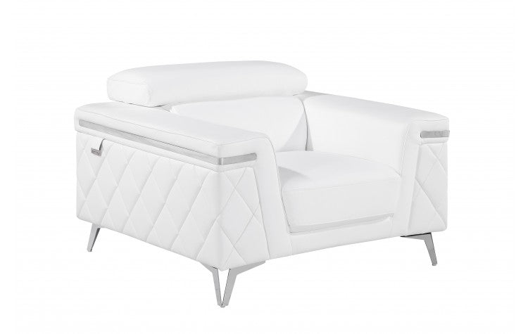1140 DivanItalia White Chair – Top Grain Italian LeatherModel:  1140-WHITE-CH
