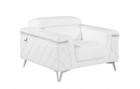 1140 DivanItalia White Chair – Top Grain Italian LeatherModel:  1140-WHITE-CH