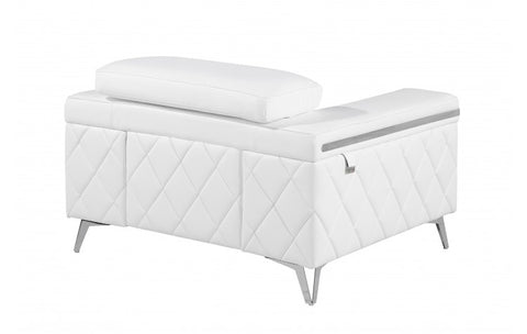 1140 DivanItalia White Chair – Top Grain Italian LeatherModel:  1140-WHITE-CH