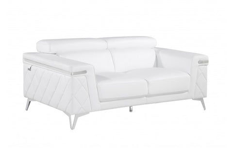 Caviani Top Grain Leather Loveseat Model:  1140-WHITE-L