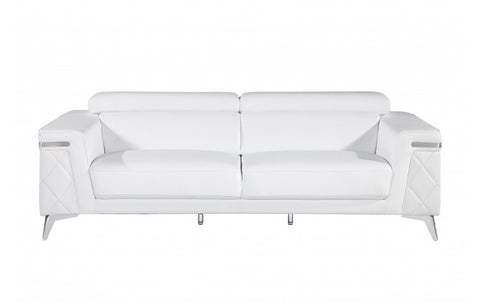 1140 DivanItalia White Sofa – Top Grain Italian LeatherModel:  1140-WHITE-S