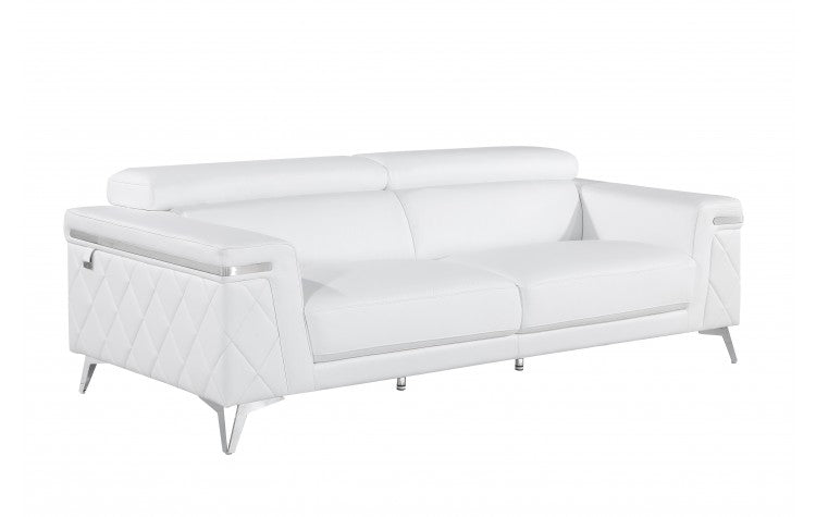 1140 DivanItalia White Sofa – Top Grain Italian LeatherModel:  1140-WHITE-S