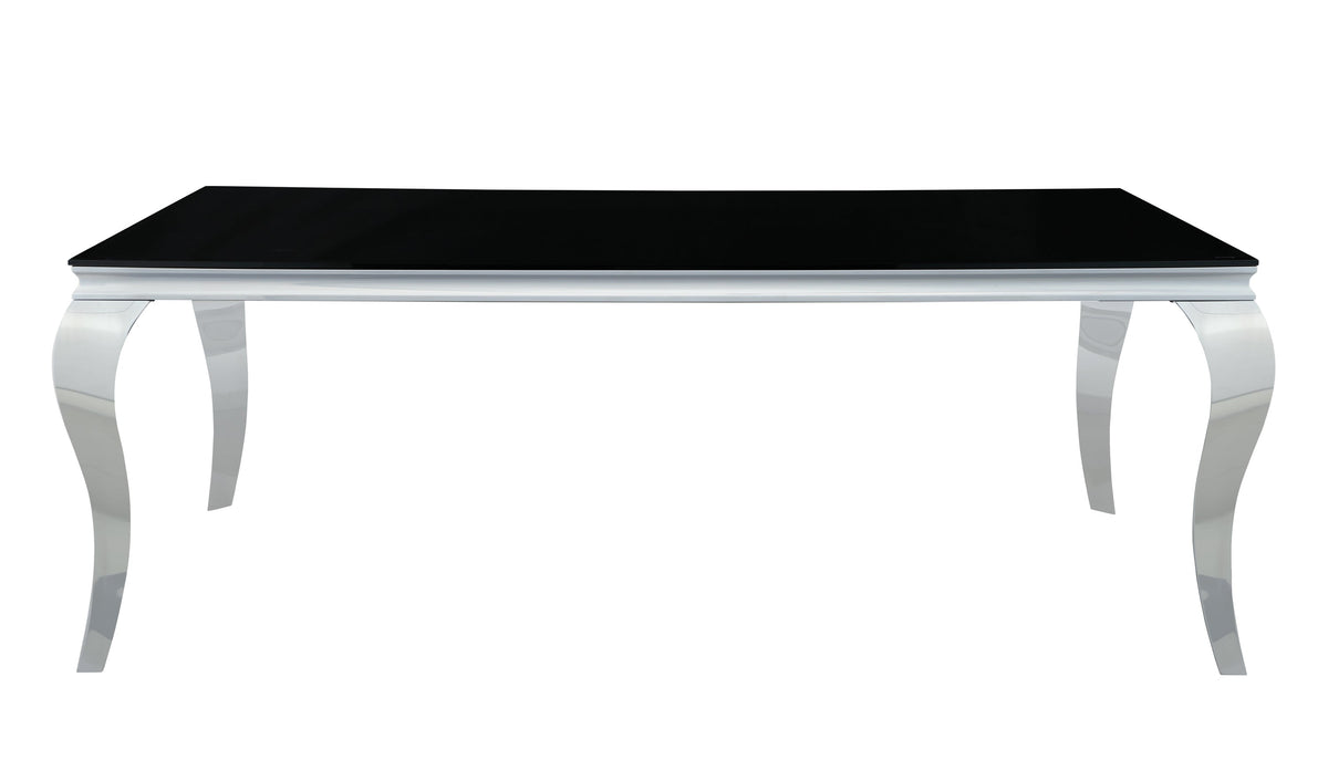 Coaster Carone Rectangular Glass Top Dining Table Black and Chrome Model 115071
