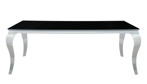 Coaster Carone Rectangular Glass Top Dining Table Black and Chrome Model 115071