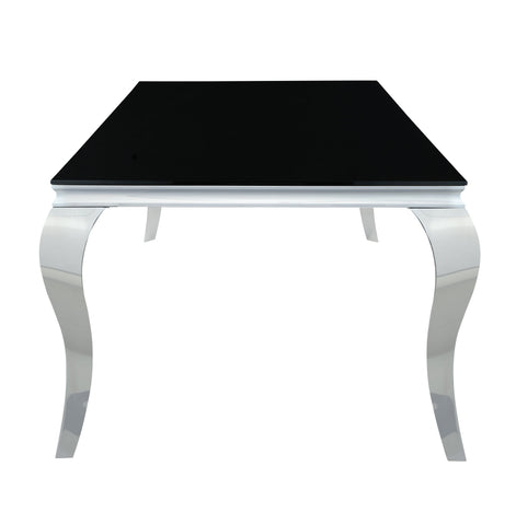 Coaster Carone Rectangular Glass Top Dining Table Black and Chrome Model 115071