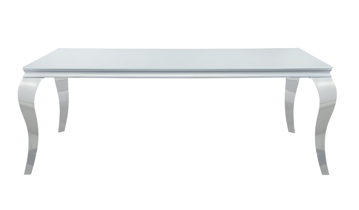 Coaster Carone Rectangular Glass Top Dining Table White and Chrome Model 115081