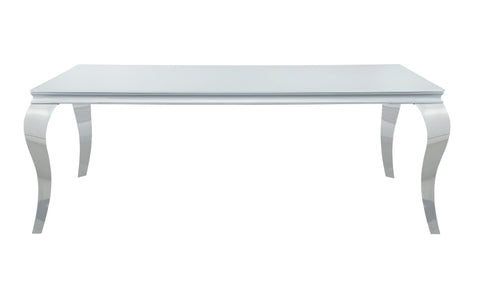 Coaster Carone Rectangular Glass Top Dining Table White and Chrome Model 115081