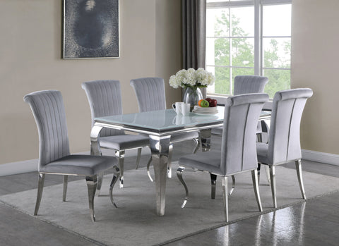 Coaster Carone Glass Top Dining Table White and Chrome Model 115091