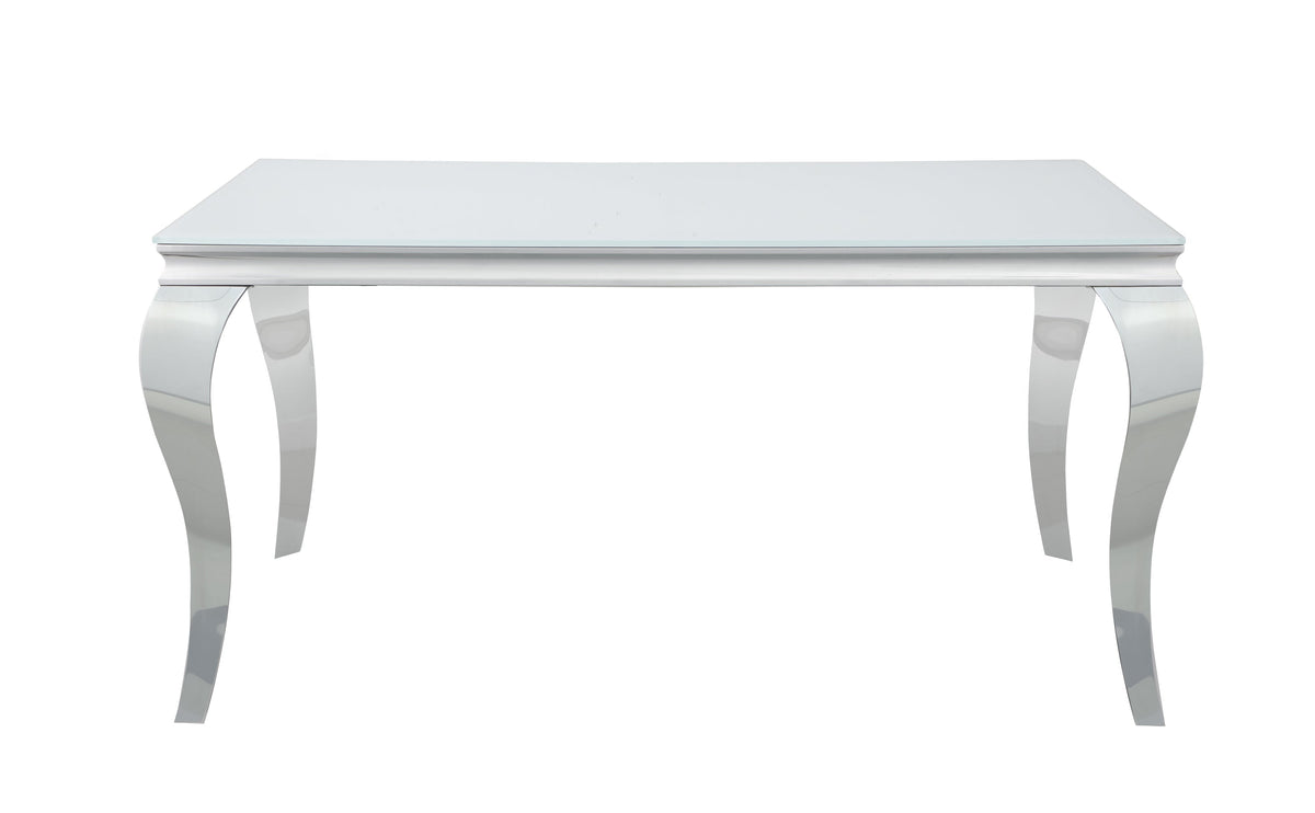 Coaster Carone Glass Top Dining Table White and Chrome Model 115091