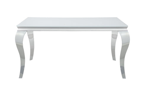 Coaster Carone Glass Top Dining Table White and Chrome Model 115091