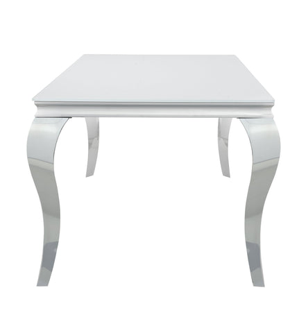 Coaster Carone Glass Top Dining Table White and Chrome Model 115091