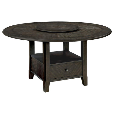 Coaster Twyla Round Dining Table with Removable Lazy Susan Dark Cocoa Model 115101