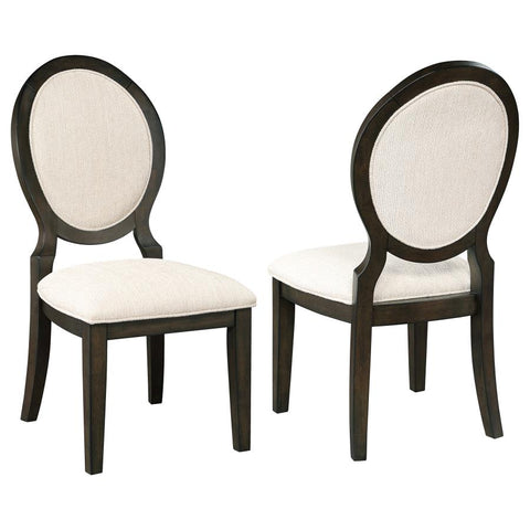 Coaster Twyla Upholstered Dining Chairs with Oval Back (Set of 2) Cream and Dark Cocoa Model 115102