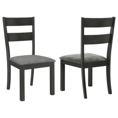 Coaster Jakob Upholstered Side Chairs with Ladder Back (Set of 2) Grey and Black Model 115132