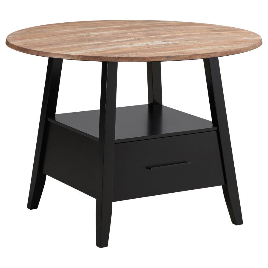 Coaster Gibson 1-drawer Round Counter Height Table Yukon Oak and Black Model 115158