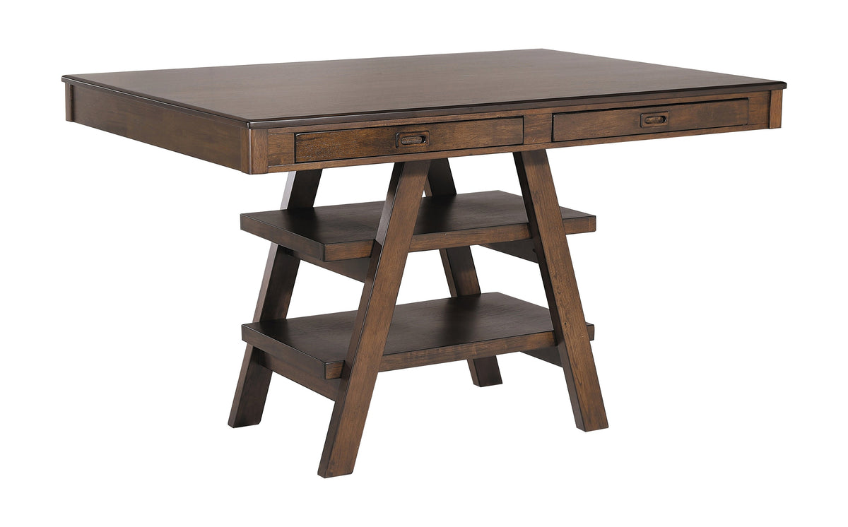 Coaster Dewey 2-drawer Counter Height Table with Open Shelves Walnut Model 115208