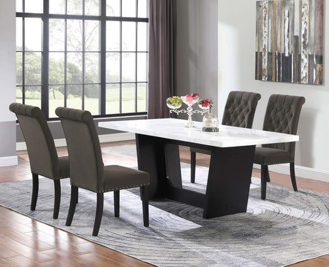 Coaster Osborne 5-piece Rectangular Marble Top Dining Set Brown and White Model 115511-S5BV