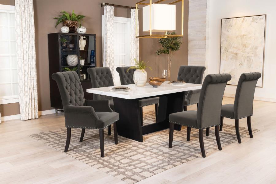 Coaster Osborne 7-piece Rectangular Marble Top Dining Set Brown and White Model 115511-S7BV