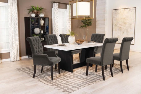 Coaster Osborne 7-piece Rectangular Marble Top Dining Set Brown and White Model 115511-S7BV