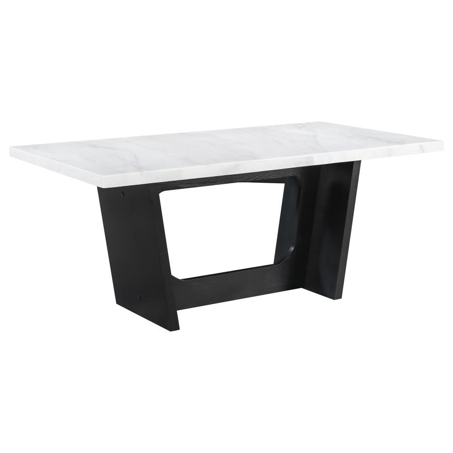 Coaster Osborne Trestle Base Marble Top Dining Table Espresso and White Model 115511