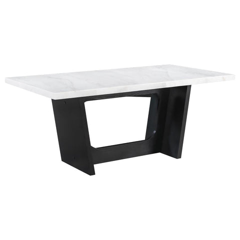 Coaster Osborne Trestle Base Marble Top Dining Table Espresso and White Model 115511