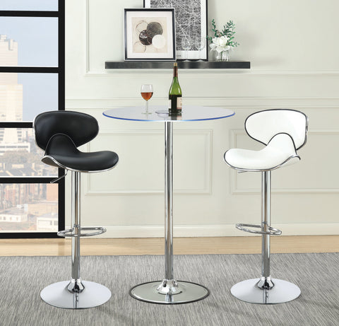 Coaster Edenton Upholstered Adjustable Height Bar Stools Black and Chrome (Set of 2) Model 120359