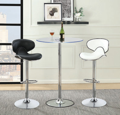 Coaster Edenton Upholstered Adjustable Height Bar Stools Black and Chrome (Set of 2) Model 120359