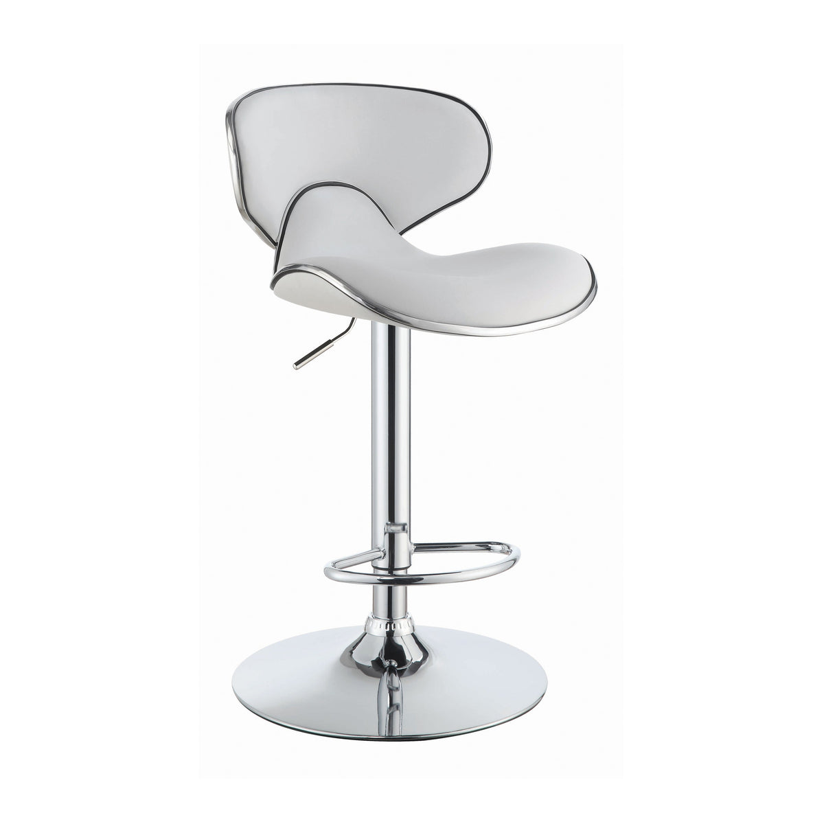 Coaster Edenton Upholstered Adjustable Height Bar Stools White and Chrome (Set of 2) Model 120389