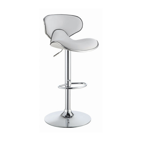 Coaster Edenton Upholstered Adjustable Height Bar Stools White and Chrome (Set of 2) Model 120389