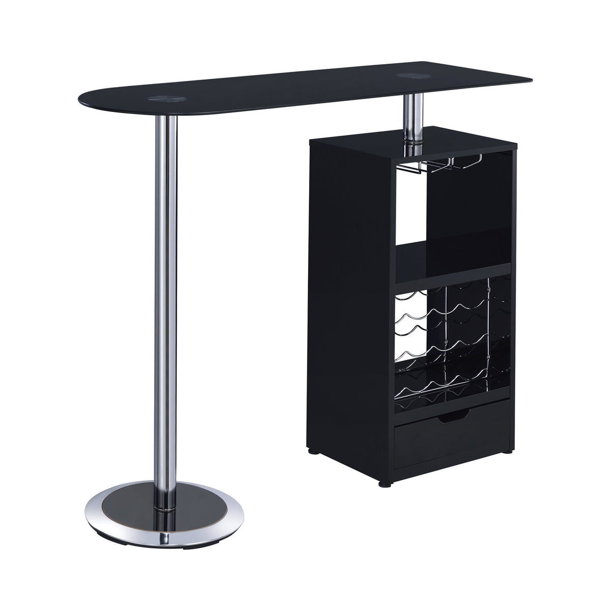 Coaster Koufax 1-drawer Bar Table Glossy Black Model 120451