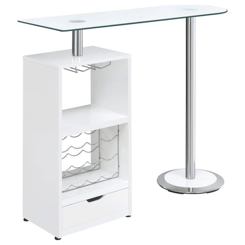 Coaster Koufax 1-drawer Bar Table Glossy White Model 120452