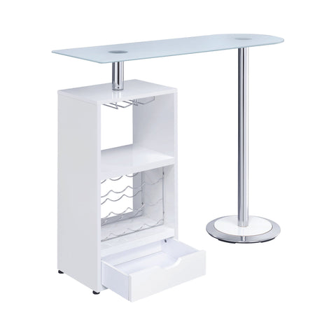 Coaster Koufax 1-drawer Bar Table Glossy White Model 120452