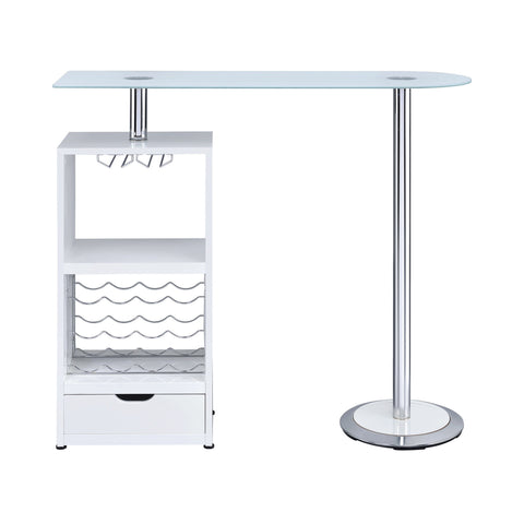 Coaster Koufax 1-drawer Bar Table Glossy White Model 120452