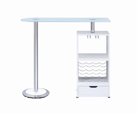 Coaster Koufax 1-drawer Bar Table Glossy White Model 120452