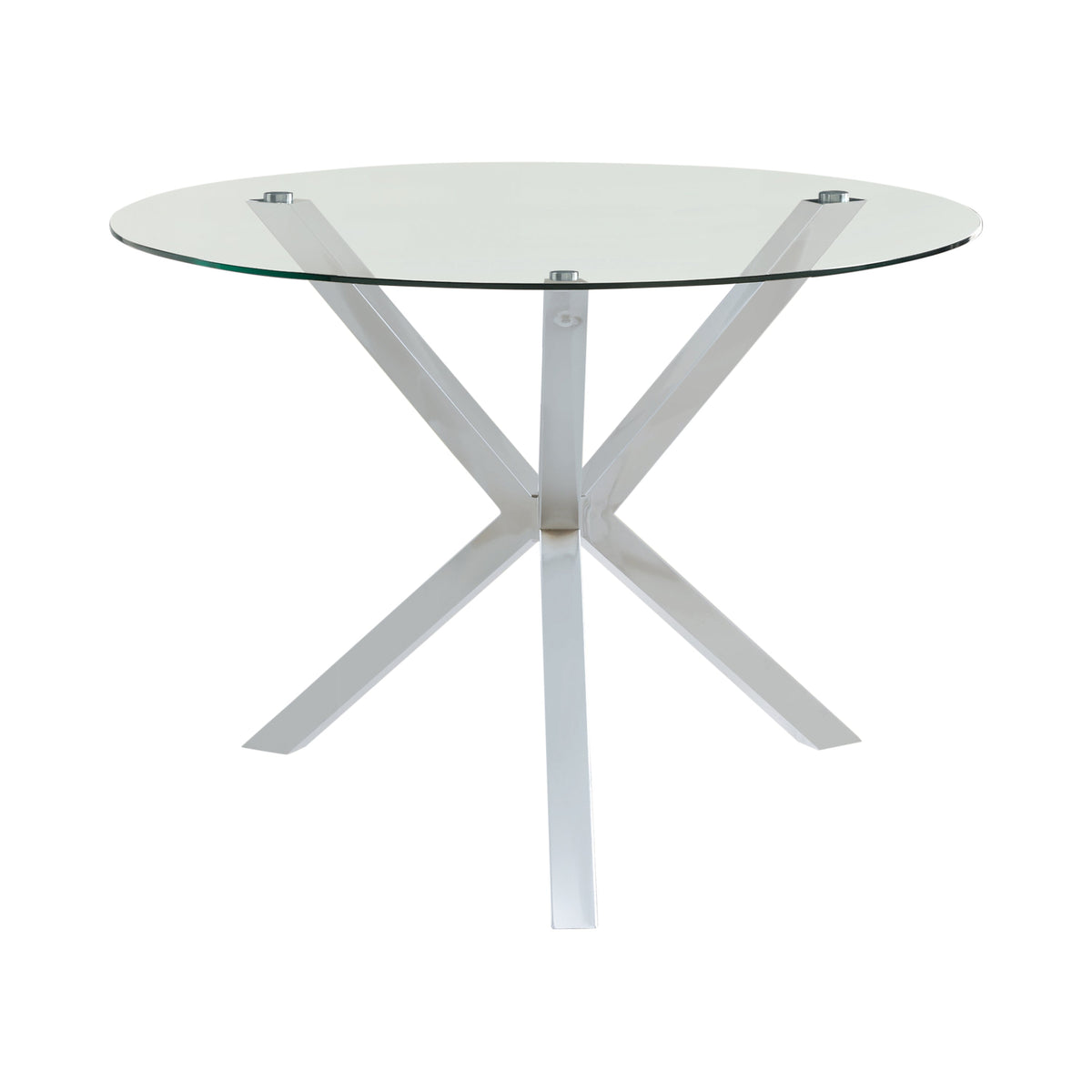 Coaster Vance Glass Top Dining Table with X-cross Base Chrome Model 120760