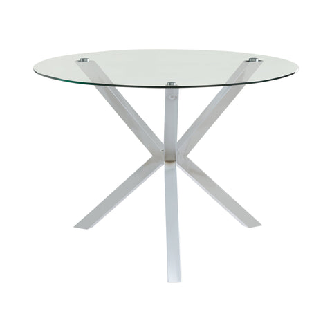 Coaster Vance Glass Top Dining Table with X-cross Base Chrome Model 120760