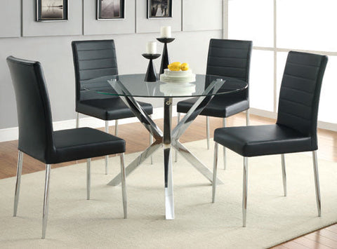 Coaster Vance Glass Top Dining Table with X-cross Base Chrome Model 120760