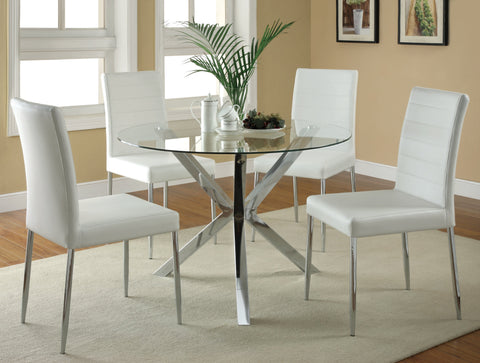 Coaster Vance Glass Top Dining Table with X-cross Base Chrome Model 120760