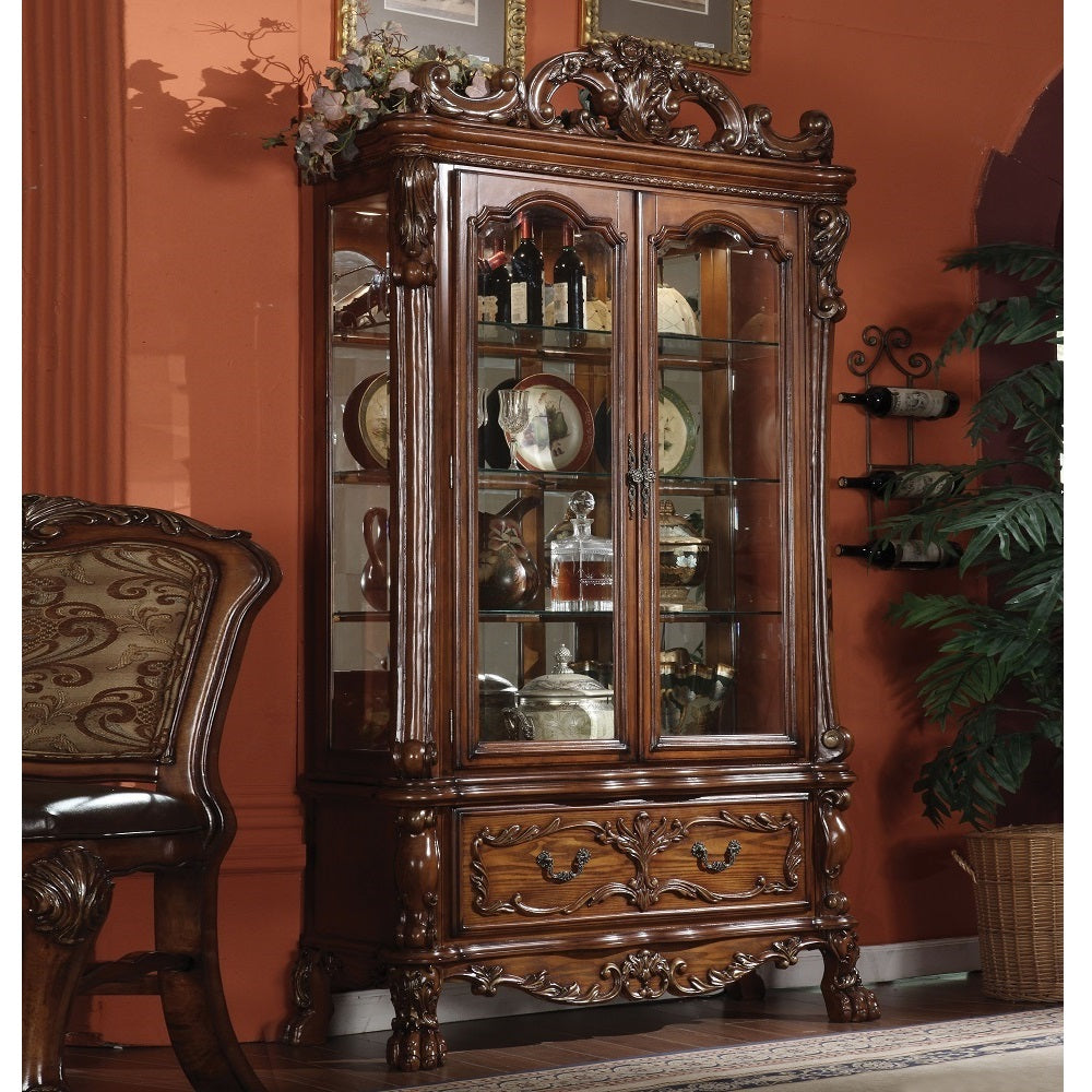 ACME Dresden Cherry Oak Finish Dresden Curio Model 12158