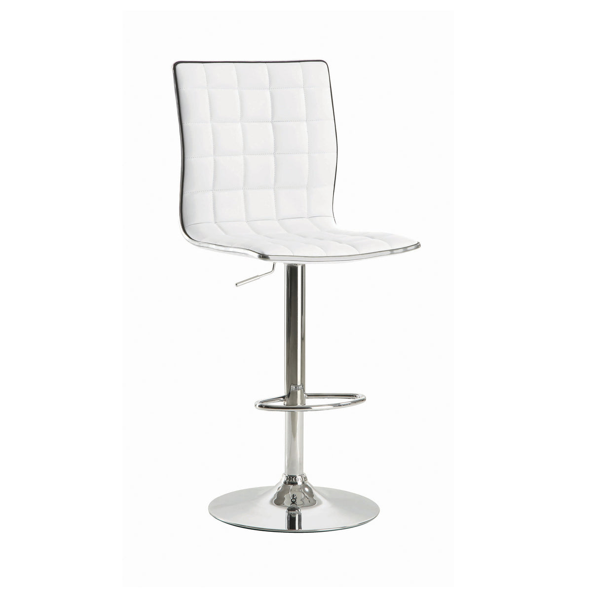 Coaster Ashbury Upholstered Adjustable Bar Stools White and Chrome (Set of 2) Model 122089