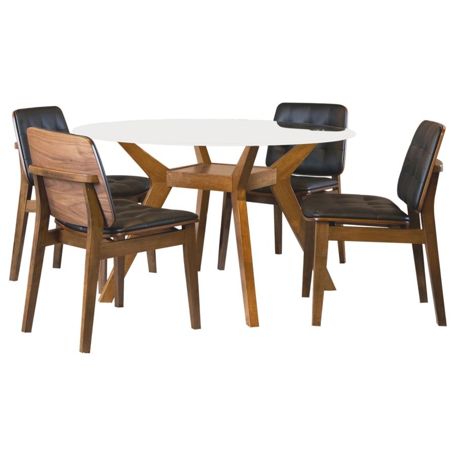 Coaster Redbridge 5-piece Dining Room Set Natural Walnut and Grey Model 106591-S5