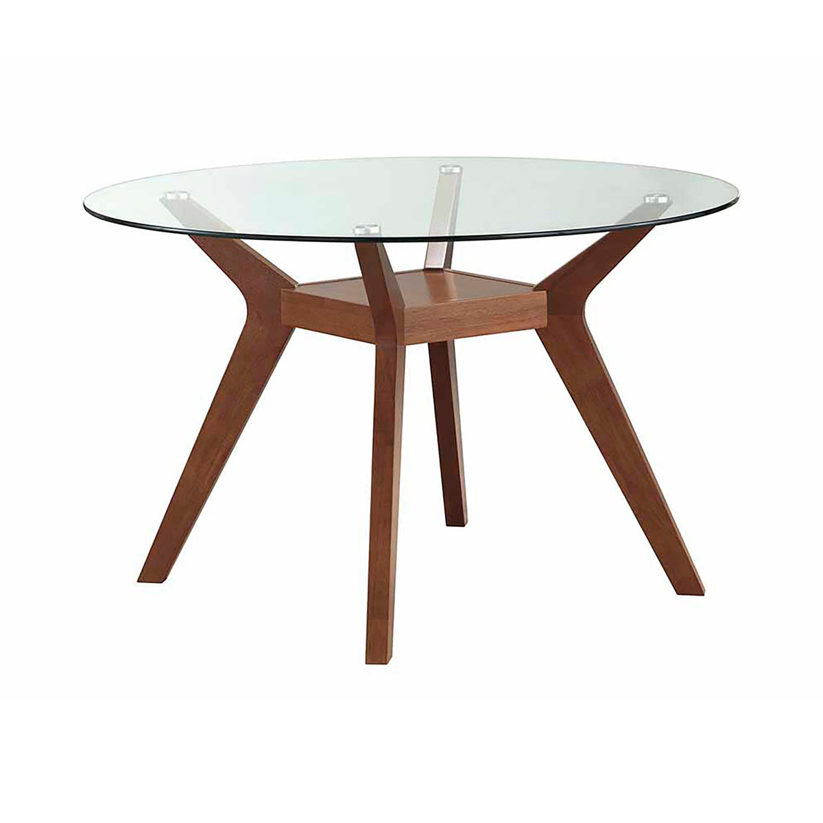 Coaster Paxton Round Glass Top Dining Table Nutmeg Model 122180