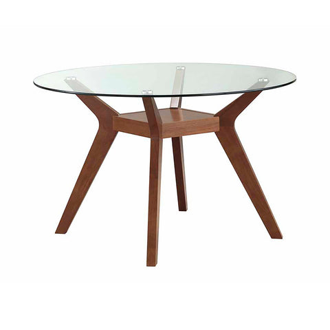 Coaster Paxton Round Glass Top Dining Table Nutmeg Model 122180