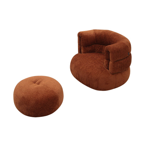 Divani Casa Shay Modern Burnt Orange Fabric Accent Chair & Ottoman Model VGEV-CH325-ORG-SET